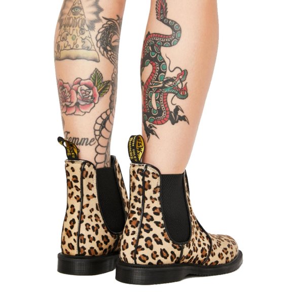 Dr. Martens Orange/ Brown Leopard Flora Hair Boot - Picture 2 of 10